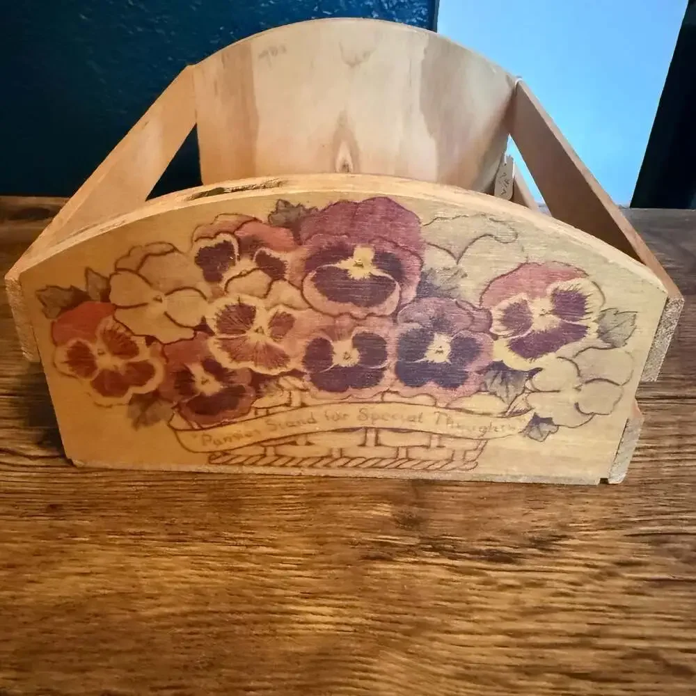Vintage Hand-Painted Wooden Storage Crate